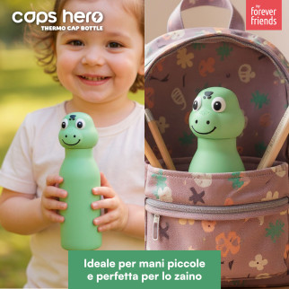 CapsHero Borraccia Termica Bambini 520ml Coccodrillo Dino Dex