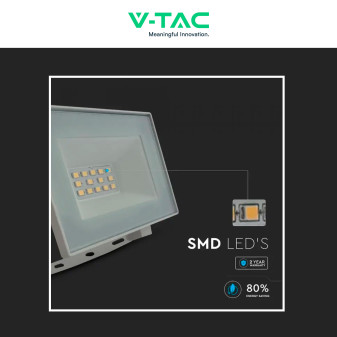Faro LED 10W SMD IP65 Colore Bianco V-Tac VT-44012