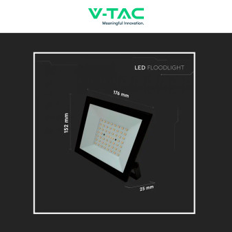 Faro LED 50W SMD IP65 Colore Nero V-Tac VT-44054
