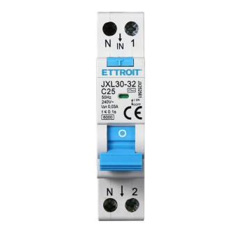 ETTROIT Magnetotermico Differenziale 1P+N 25A 30mA 220V-6KA - Mod. JX252561