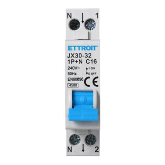 ETTROIT Interruttore Magnetotermico 1P+N 16A 220V 4.5KA - Mod. JX151640
