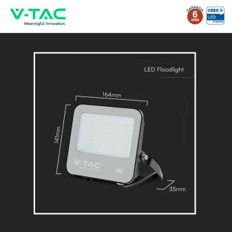 Faro LED 50W SMD Chip CREE IP65 Colore Nero VT-4455
