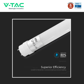 Tubo LED T8 G13 18W SMD CREE Nano-Plastic 120cm con Starter V-Tac