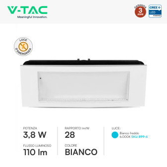 Lampada LED Uscita di Emergenza 3,8W SMD CREE IP40 V-Tac