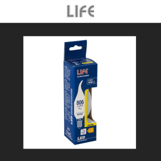 Lampadina LED E14 6,5W Candela Fiamma Filament in Vetro Bianco