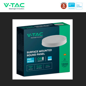 V-Tac Pro VT-60012 Mini Pannello LED Rotondo 12W SMD Chip Samsung
