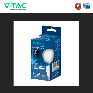 V-Tac Lampadina LED E27 8,5W Goccia A60 SMD Opaca