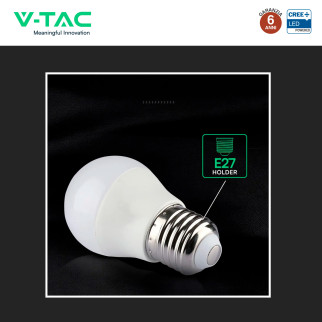 V-Tac VT-270 Lampadina LED E27 6,5W MiniGlobo G45 SMD Chip CREE