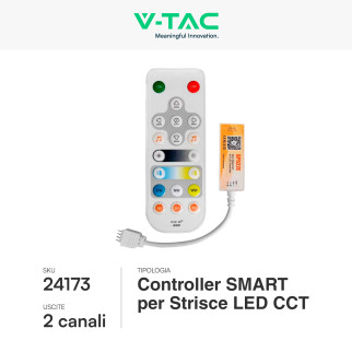 V-TAC Controller Smart per strisce LED CCT 2 Canali con Telecomando