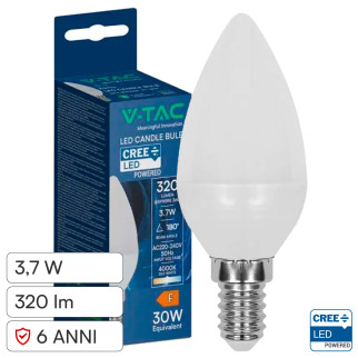 V-Tac Lampadina LED E14 3,7W Candela C37 SMD Opaca