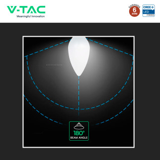 V-Tac Lampadina LED E14 3,7W Candela C37 SMD Opaca