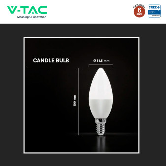 V-Tac Lampadina LED E14 6,5W Candela C37 SMD Opaca