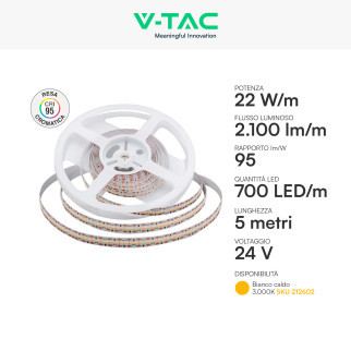 V-Tac VT-2110 Striscia LED Flessibile 22 W/m Monocolore SMD da 5m