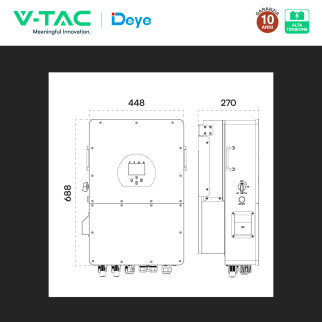V-Tac Deye Inverter Trifase On-Grid / Off-Grid 30kW IP65