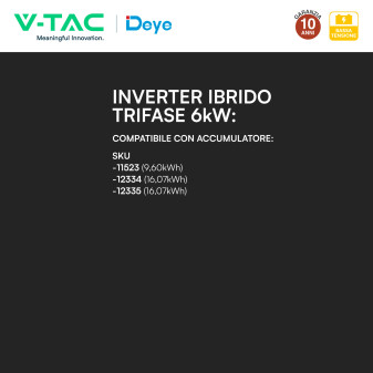V-Tac Deye Inverter Trifase On-Grid / Off-Grid 6kW IP65