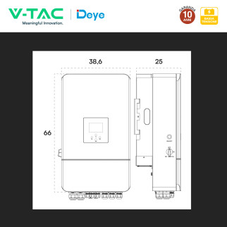 V-Tac Deye Inverter Trifase On-Grid / Off-Grid 10kW IP65