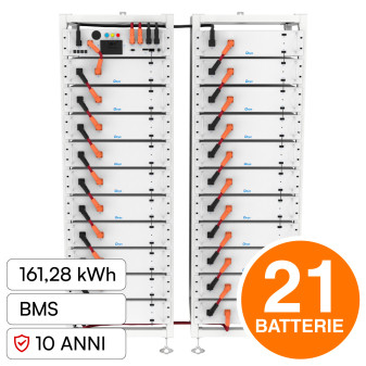 V-Tac Kit 21 Batterie BMS Stack LiFePO4 161,28kWh CEI 0-21 e CEI 0-16