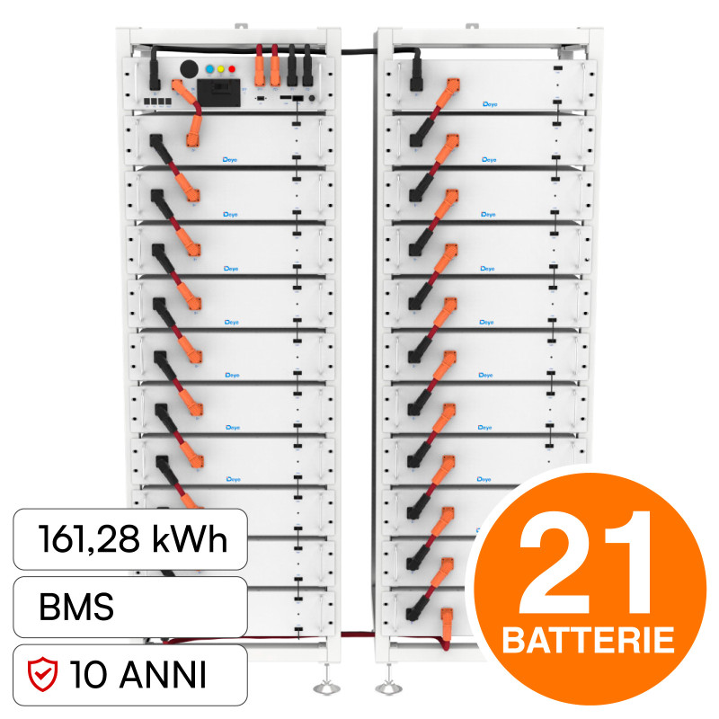 V-Tac Kit 21 Batterie BMS Stack LiFePO4 161,28kWh CEI 0-21 e CEI 0-16