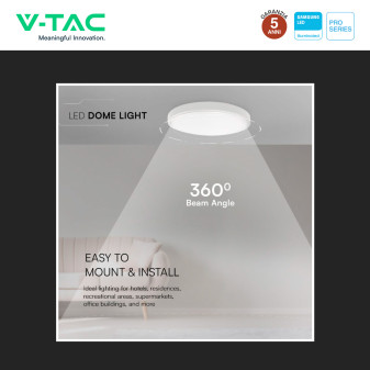 V-Tac Pro VT-8624 Plafoniera LED Rotonda 24W SMD Chip Samsung IP44