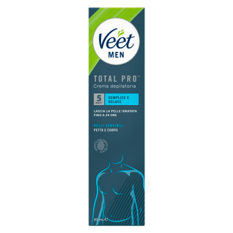 Veet Men Total Pro Crema Depilatoria Petto e Corpo per Pelli Sensibili