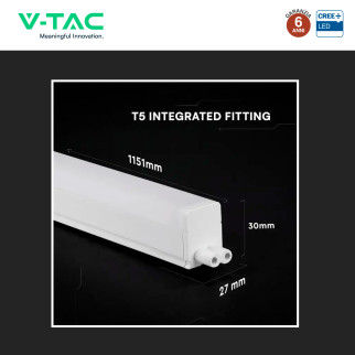 V-Tac VT-125 Plafoniera LED Lineare T5 16W SMD Chip CREE Linkabile