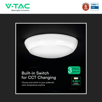 Plafoniera LED 20W SMD Chip CREE IP65 IK08 3in1 CCT V-Tac
