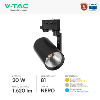 V-Tac VT-11122 Faretto LED da Binario Track Light COB Chip CREE