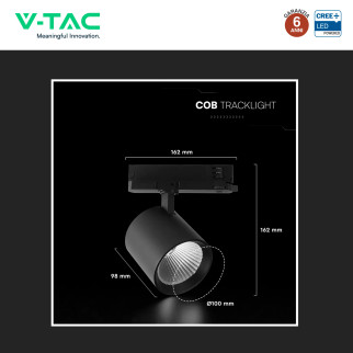 V-Tac VT-11136 Faretto LED da Binario Track Light COB Chip CREE