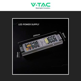 V-Tac VT-24122-S Alimentatore Led Slim 120W 24V 5A Per Uso Interno