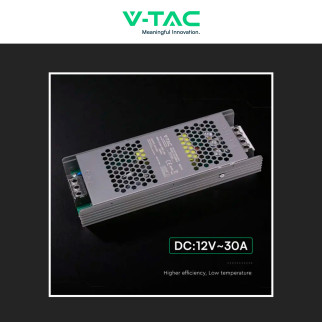 V-Tac VT-13360-S Alimentatore Led Slim 360W 12V 30A Per Uso Interno