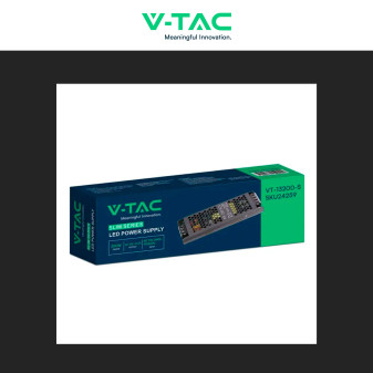 V-Tac VT-13200-S Alimentatore Led Slim 200W 12V 16,5A Per Uso Interno