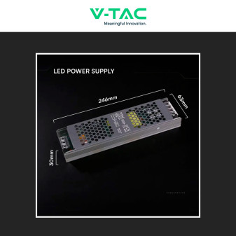V-Tac VT-13250-S Alimentatore Led Slim 200W 12V 20,83A Per Uso Interno