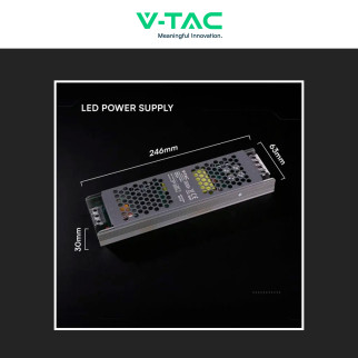 V-Tac VT-13250-S Alimentatore Led Slim 200W 12V 20,83A Per Uso Interno