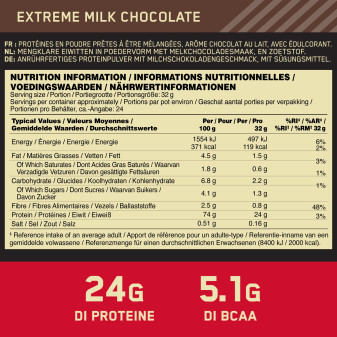 Proteine al Cioccolato al Latte Optimum Nutrition 768g