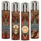 Clipper Large Accendino a Pietrina Grande Ricaricabile con Fantasia Burning Leaves - Serie da 4 Accendini