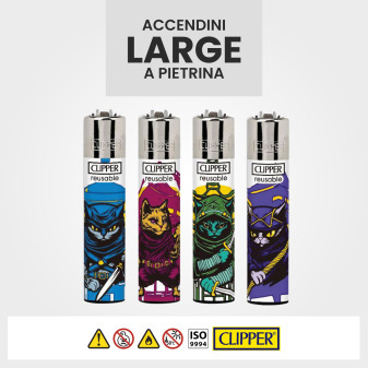 Clipper Large Accendino a Pietrina Ninja Cat 4 Accendini