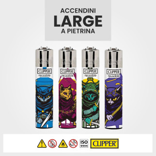 Clipper Large Accendino a Pietrina Ninja Cat 4 Accendini