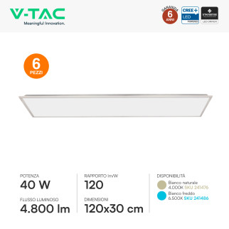 V-Tac VT-61045 6 Pannelli LED CREE Rettangolare 120x30 40W