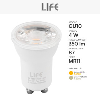 Life Faretto MR11 GU10 LED COB Lampadina 4W 38°