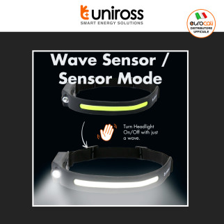 Uniross Torcia Frontale 350lm Ricaricabile Fascia Regolabile LED