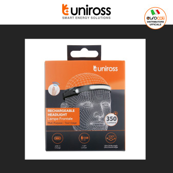 Uniross Torcia Frontale 350lm Ricaricabile Fascia Regolabile LED