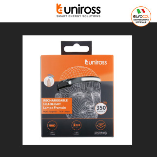 Uniross Torcia Frontale 350lm Ricaricabile Fascia Regolabile LED