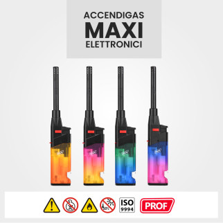 Prof Maxi Accendigas Elettronico Ricaricabile Multiuso Box da 12