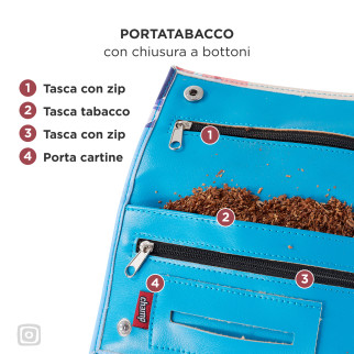 Champ Portatabacco con Chiusura a Bottoni per Tabacco Cartine Filtri