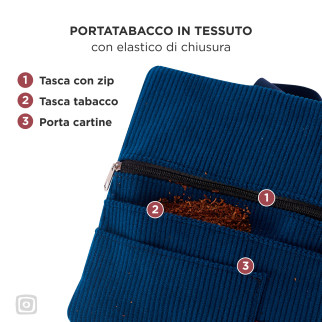 Champ Portatabacco in Tessuto con Elastico per Tabacco Cartine Filtri