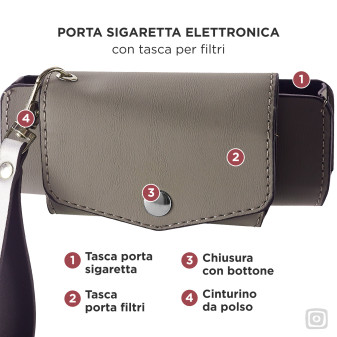 Porta Sigaretta Elettronica in Ecopelle con Tasca Porta Filtri