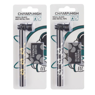 Champ High Pipa a Tubo in Vetro e Metallo con Braciere a Teschio