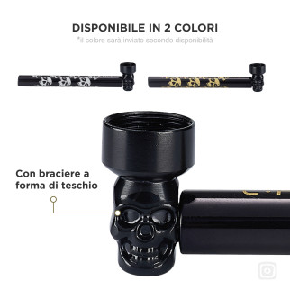 Champ High Pipa a Tubo in Vetro e Metallo con Braciere a Teschio