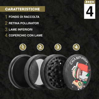 Champ High Grinder Tritatabacco 4 Parti Fantasia Galactic
