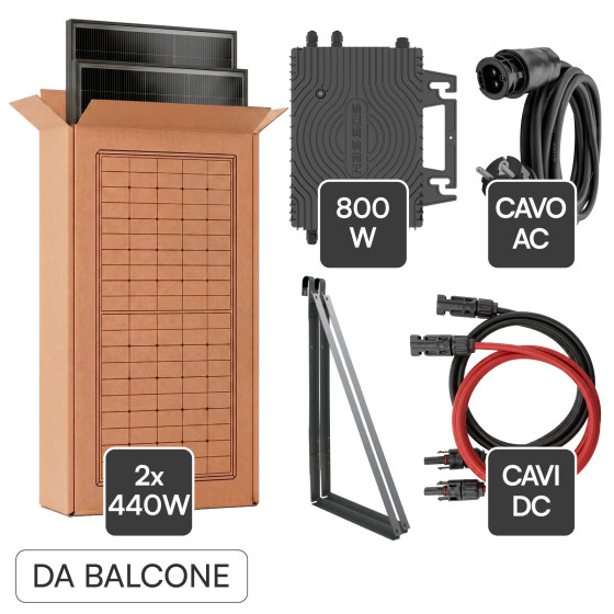 Sossen Kit da Balcone 2 Pannelli Solari + Microinverter CEI 0-21